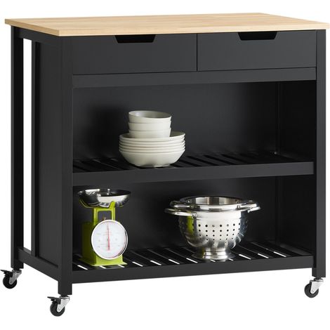 SoBuy Penisola Cucina Piano di Lavoro per Cucina con 2 cassetti a 2 Ripiani L100P60A94CM Nero FKW74-SCH