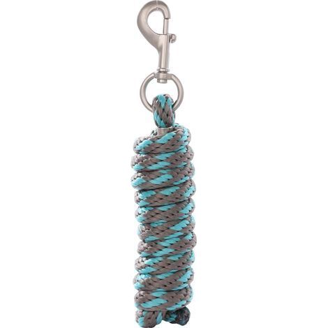 1 Longe Cheval Corde 200cm Mousqueton Acier Pour Poney, Âne, Chèvre Gris Vert (1/5)