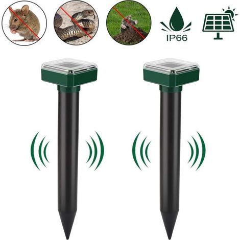 Répulsif Solaire Anti-Taupes à Ultrasons pour Jardin – Étanche IP56 – Lot de 2 pour Lutte Naturelle Contre Taupes et Nuisibles