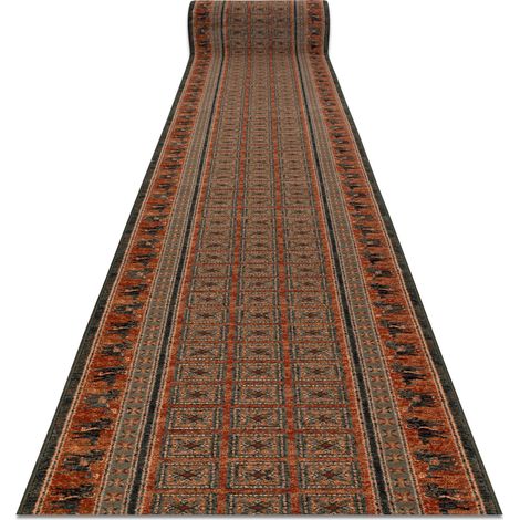 Passatoia in lana KASHQAI 4301/501 orientale, cornice verde / terracotta 67cm green 67x100 cm