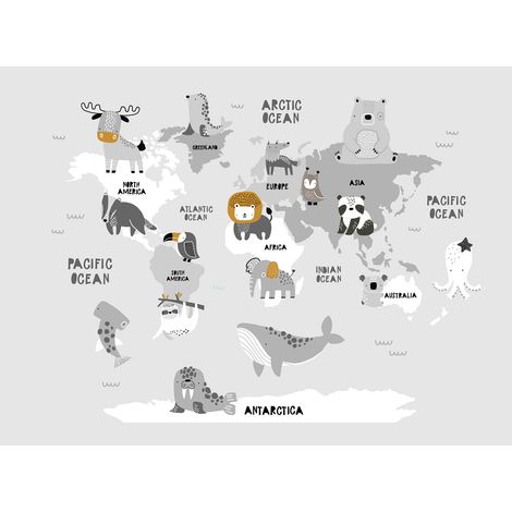 Papier peint panoramique Enfants - Carte du Monde - 432 cm x 320 cm (1/2)