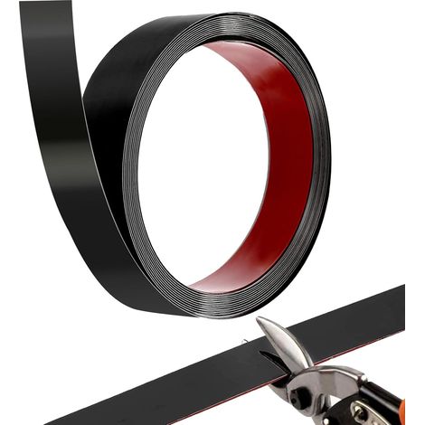 Moulure Murale, Bande de Miroir Métallique en Acier Inoxydable Flexible, 5m x 4cm Moulures Autocollantes, pour la Décoration des Chambres et des Salons, Effet Miroir, Noir (1/5)