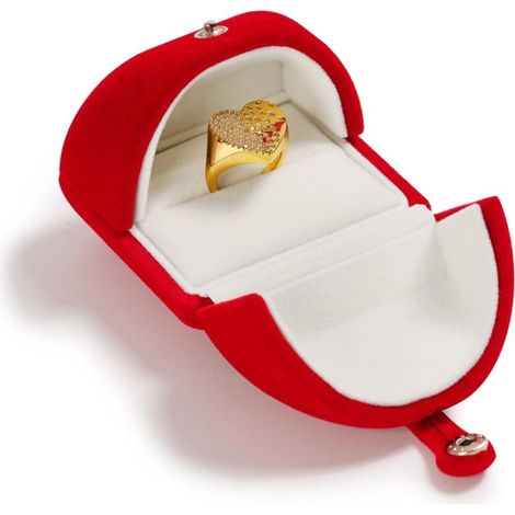 Boîte à bague en velours rouge pour demande en mariage, fiançailles, mariage – boîte à bijoux haut de gamme…