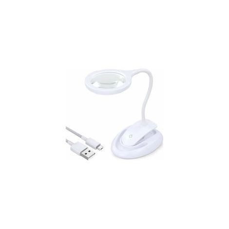 Loupe avec lumière, lampe grossissante 5X 10X avec support et pince, lampe grossissante de bureau rechargeable et à luminosité réglable pour la lecture de près Hobby Crafts Workbench Sewing (1/5)