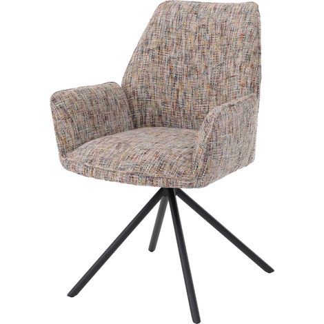 [NEUWERTIG] Esszimmerstuhl HHG-427, Küchenstuhl, drehbar Auto-Position Metall Chenille (410g/m²) Gestell schwarz, bunt (1/5)
