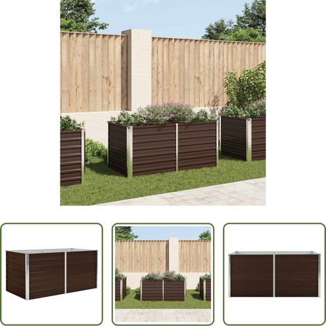 Gartengestaltung - Hochbeet Braun 160 x 80 x 77 cm Verzinkter Stahl (1/5)