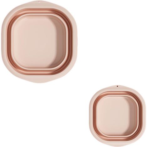 Lot de deux bassines pliables pour le linge, en PP+TPE, idéales pour les voyages, le lavage du linge et les bains de pieds (rose). (1/5)