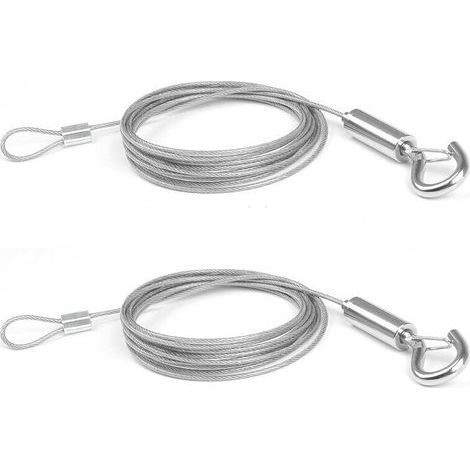 2Pcs x 2M en Câble de Acier Inoxydable Bet Crochet Corde pour Vêtements/Lumières/Photos Max Stand 30KG (1/5)