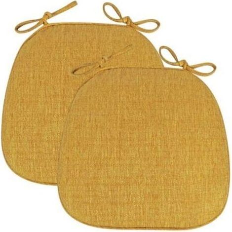 Galette de chaise trapèze Lot de 2 43x41x35cm Antidérapante Déhoussable Lavable avec Rubans pour Intérieur Extérieur (1/5)
