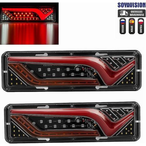 Set mit 2 12V-24V LED-Rückleuchten für Lkw, Busse, Wohnmobile, Wohnwagen und Traktoren – Blinker, Bremslichter und Rückfahrscheinwerfer