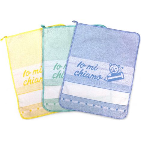 Asciugamani Asilo 40x55 cm, Puro Cotone Double Face, Set Asilo Nido, Tela Aida da Ricamare, Made in Italy, Morbido e Resistente 3 PEZZI BAMBINO MASCHIO (1/5)