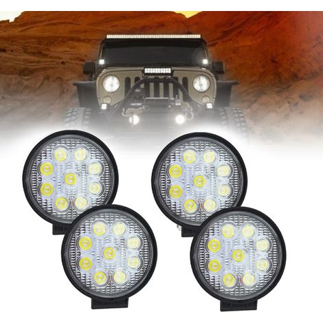 SWANEW Lampi di lavoro a LED. faro 4x 27W 12V 24V Ride -Up Feelight Spotlight a LED per fuoristrada. veicolo. SUV. camion. auto aggiuntivo IP67 IP67 impermeabile. rotondo (1/5)