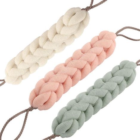 Set di 3 spugne da bagno lunghe in rete, spugna da doccia, spugna da doccia morbida a maglia fine con motivo floreale, spazzola da bagno resistente (1/5)
