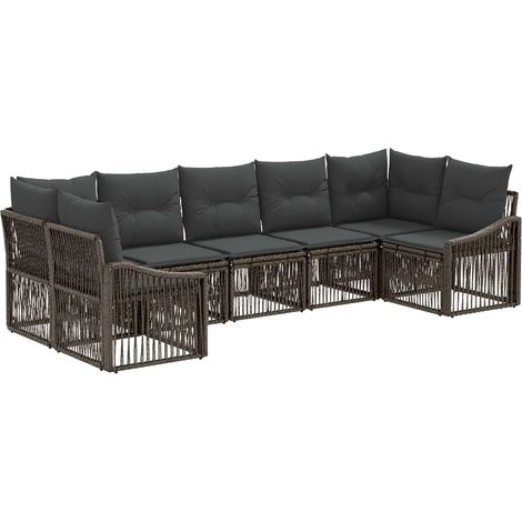 Conjunto de sofás de jardín 7 uds. 7-Número de plazas Gris vidaXL (1/5)