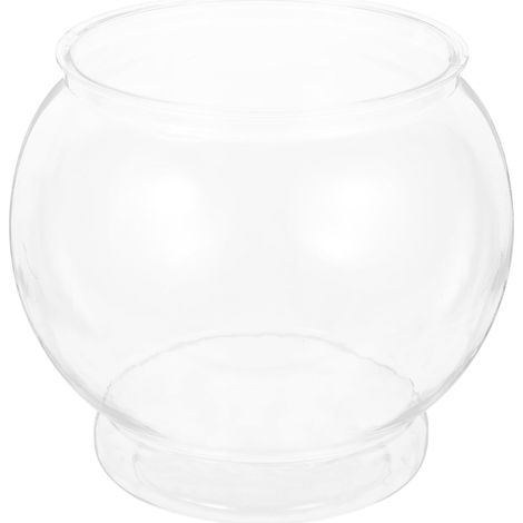 1 Bocal À Poissons, Rond En Plastique Transparent, 18x16cm, Pour Aquarium Décoratif Et Plantes, Usage Bureau Ou Maison