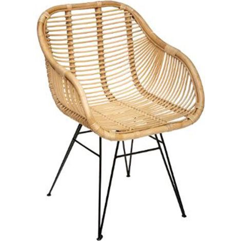 Atmosphera – Fauteuil en rotin 'Koeta' 85cm – Acier et rotin – Hauteur d'assise 46,5cm – Style naturel pour intérieur moderne