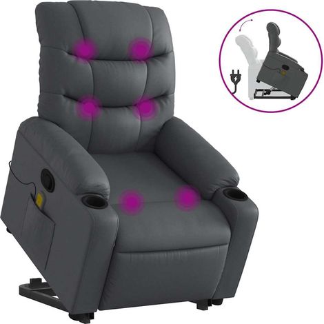 Maison Exclusive - Massagesessel mit Aufstehhilfe Grau Kunstleder