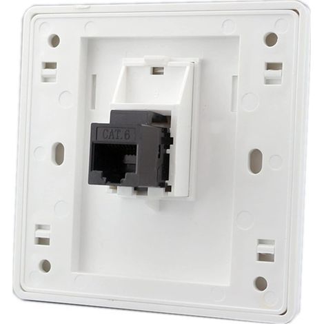 Prise murale réseau double canal AT6 Gigabit RJ45 LAN, prise de courant Internet droite avant, 86x86mm (LAN x 2) (1/5)