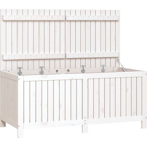 Baúl mueble de jardín almacenamiento blanco 147 x 68 x 64 cm madera de pino 020013071