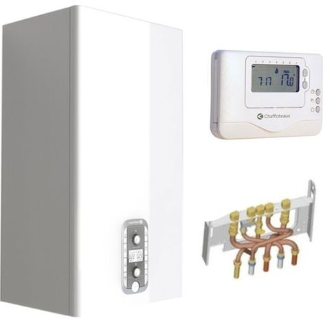Chaffoteaux – Chaudière gaz classique 24 kW – BasNox avec ballon intégré 40L – VMC complète – Classe énergétique C et B – Thermostat filaire inclus