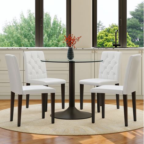 MEUBLIV Mesa y sillas 85 cm negro y blanco – 1 mesa 4 sillas (1/5)