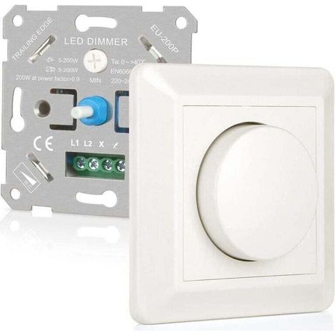 XU 5-200W LED-Dimmerschalter, 220V-240V Helligkeitsregler, Drehschalter für dimmbare Glüh- und Halogenlampen. Leise und energieeffizient. – Crezuo