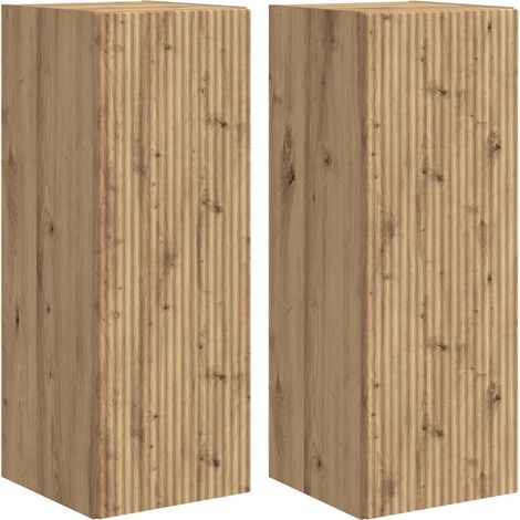Mobile porta TV da parete moderno salva-spazio 30 x 31 x 80 cm in legno multistrato rovere artigianale 020054984