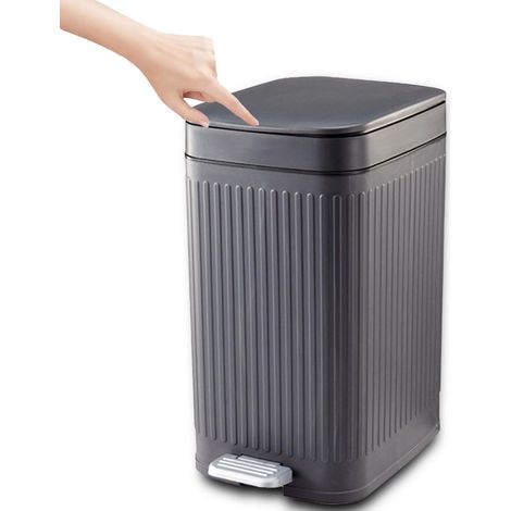 Poubelle à pédale avec couvercle - Anti-odeurs - Étroite - Pour cuisine, salle de bain, bureau, salon, chambre à coucher, WC - Beige - 15 l (1/5)