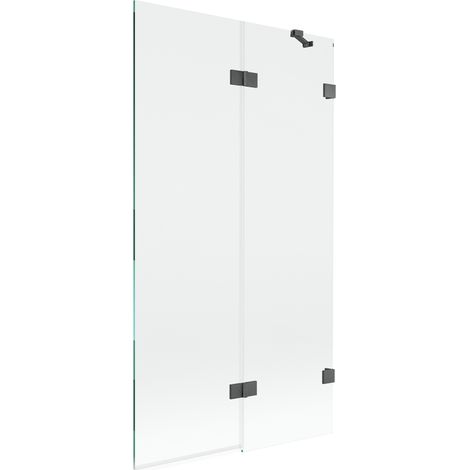 Mexen Lunar Badewannen-Faltwand 2-flügelig rechts 100 x 150 cm, transparent, gebürstet in Gun Gray - 897-100-100-66-00-P (1/5)