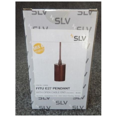 Suspension ronde alu rouge câble 2,5M pour lampe E27 max 60W série Fitu SLV DECLIC 132658 (1/3)