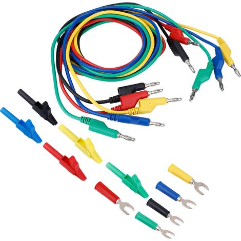 Kit de cordons de test à fiche banane 4 mm pour multimètre, pince crocodile et sonde en U (P1036A) (1/5)