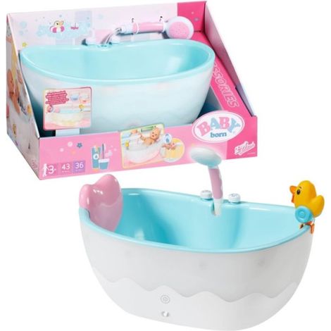 Baby Born - Baignoire pour poupée - Bain moussant musicale - Sons de splash et lumieres - Véritable douchette + canard jaune - (1/5)