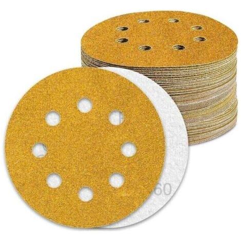 Disque Poncage 125mm Grain 60 Papier Poncer 80pcs Disques Abrasif pour Ponceuse Excentrique Papier de Verre