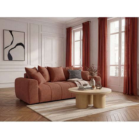 BOBOCHIC - Canapé 3 places convertible ROXELANE tissu chiné   Orange