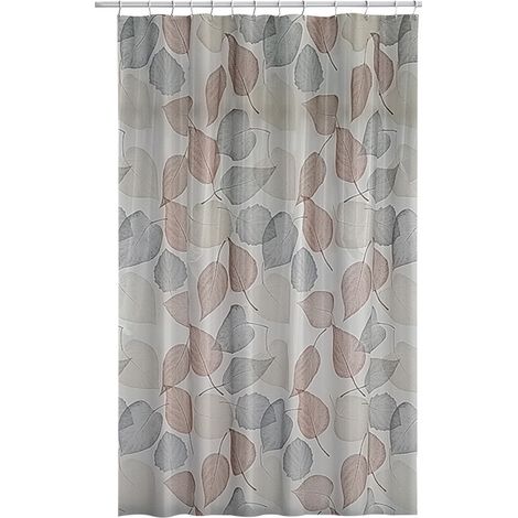 Rideau de douche antimoisissure imperméable PEVA résistant moisissure 12 crochets - Feuilles vertes - 180 x 180 cm (1/5)