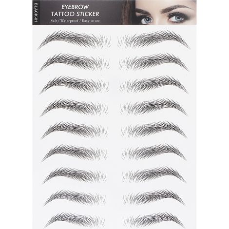 Sourcils longue tenue, stickers tatouage femme noirs BLACK-01, transferts sourcils durables portables pour maison (1/5)
