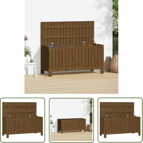 The Living Store Boîte de rangement de jardin Marron miel 108x42,5x54cm Bois pin - Boîte De Rangement Jardin - Coffre De Jardin - Rangement Exterieur - Meuble De Jardin - Bois De Pin (1/5)