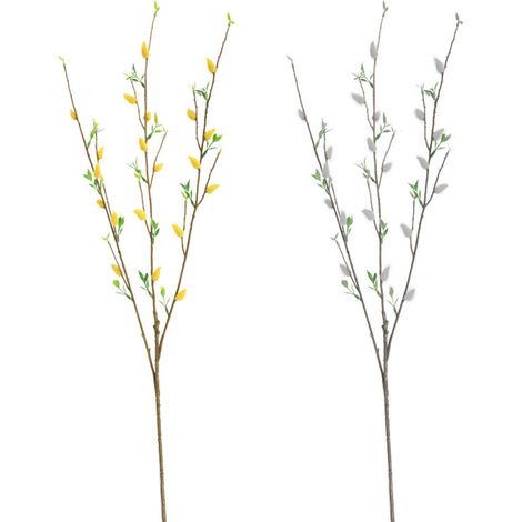 Branche de camélia artificiel jaune, flexible et décorative, idéale pour les compositions florales et les loisirs créatifs. (1/5)