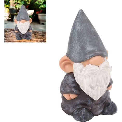 Elfe nain gnome de jardin, salon, balcon, cour, ornement décoratif artisanal pointu marron (1/5)