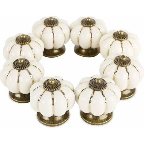 8Pcs Boutons de Meuble Céramique Bouton de Tiroir Vintage Poignée Meuble avec Vis Pour Armoire Placard Commode - Beige (1/4)