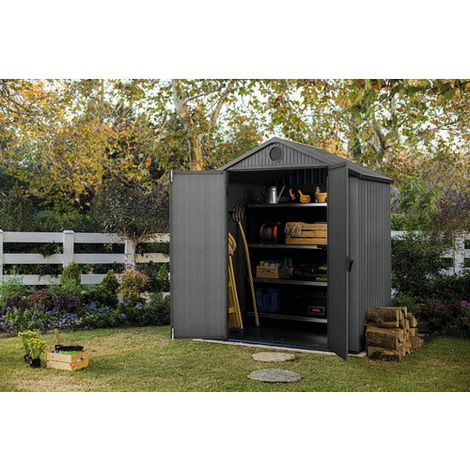 [NEUWERTIG] B-Ware KETER Gartenhaus Darwin 6x4 mit Doppeltür inkl. Fußboden 183 x 121,5 cm grau (1/2)