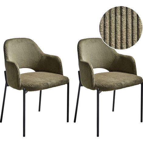 Set di 2 sedie da pranzo in velluto boucle verde oliva Raton