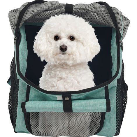 Panier à vélo pour animaux, sac à vélo bleu pour animaux, panier à vélo pliable pour chien à l'avant, petit sac à dos pour chien avec adaptateur pour guidon, capacité de charge 7,5 kg (1/5)