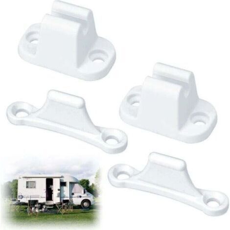 [NEVER USED] 2 pcs Door Lock for Motorhome and Caravan, Compatible with 35mm and 48mm Mounting Holes, Motorhome Accessories, White Lock for Compartment, Reinforced Security for Motorhome