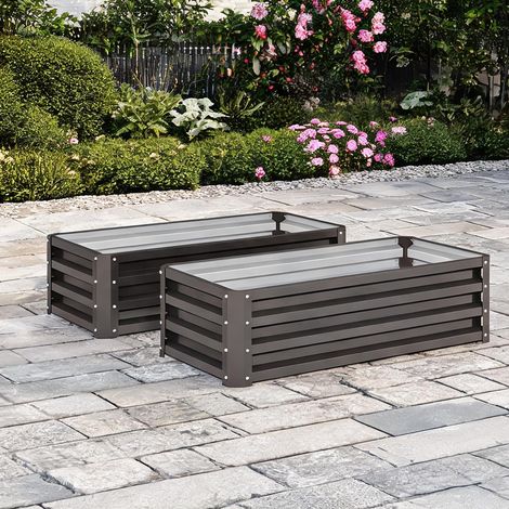 Coffre de jardin en métal 2 pièces double pour balcon avec sol (1/5)
