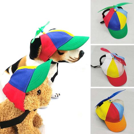 Chapeau Pour Animal De Compagnie - En Coton Respirant - Avec Hélice Décorative - Pour Chiens Et Chats - Protection Solaire Été - Taille Réglable - 1 Pièce (1/5)