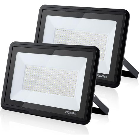 Projecteur LED Extérieur 200W, 20000LM Super Brillant, IP66 Étanche, 3000K Blanc Chaud pour Garage, Jardin, Terrasse, Cour(2pcs) (1/5)