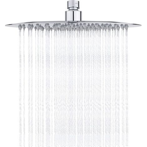 Garden FutureTete de Douche Inox - Douche Economie d'Eau, Pommeau de Douche Ronde 25CM, Tete de Douche Pluie Universelle Filetage 1/2 Pouce, Rotatif 360°, Inclinable 30°, Facile à Installer et à Netto (1/5)