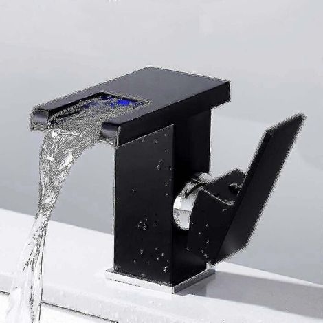robinet-de-salle-de-bain-avec-eclairage-led-effet-cascade-noir-92618367 (1/5)