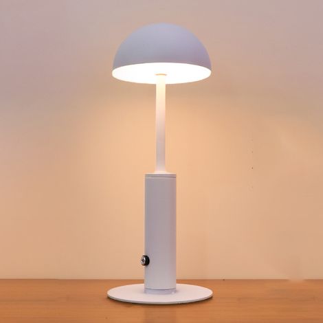 Lampe de table LED sans fil, lampe de bureau rechargeable, gradation continue à 3 couleurs, lumière ambiante à commande tactile, blanc (1/5)